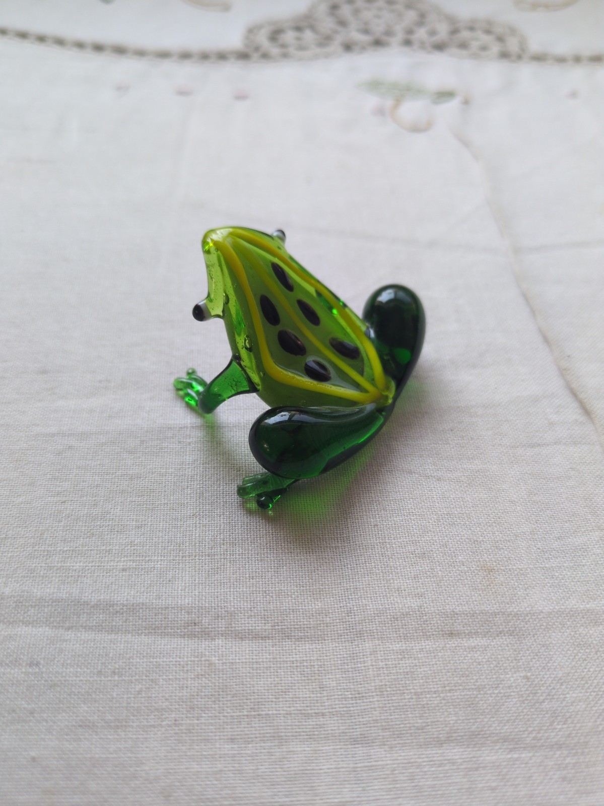VTG Murano Style Glass Frog Green, White Belly, Yellow, Black , 1 VTG Murano Style Glass Frog Green, White Belly, Yellow, Black , 1