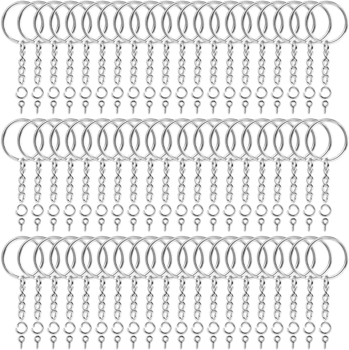 360Pcs Keychain Hardware Set Bulk Rings Chains Jump Rings Screw Eye Pins DIY