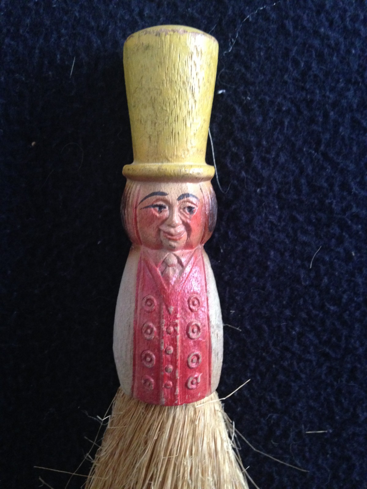 Vtg 1930's Clothes Crumbs Shaving Whisk Wooden Figural Man Top Hat Broom Brush Vtg 1930's Clothes Crumbs Shaving Whisk Wooden Figural Man Top Hat Broom Brush