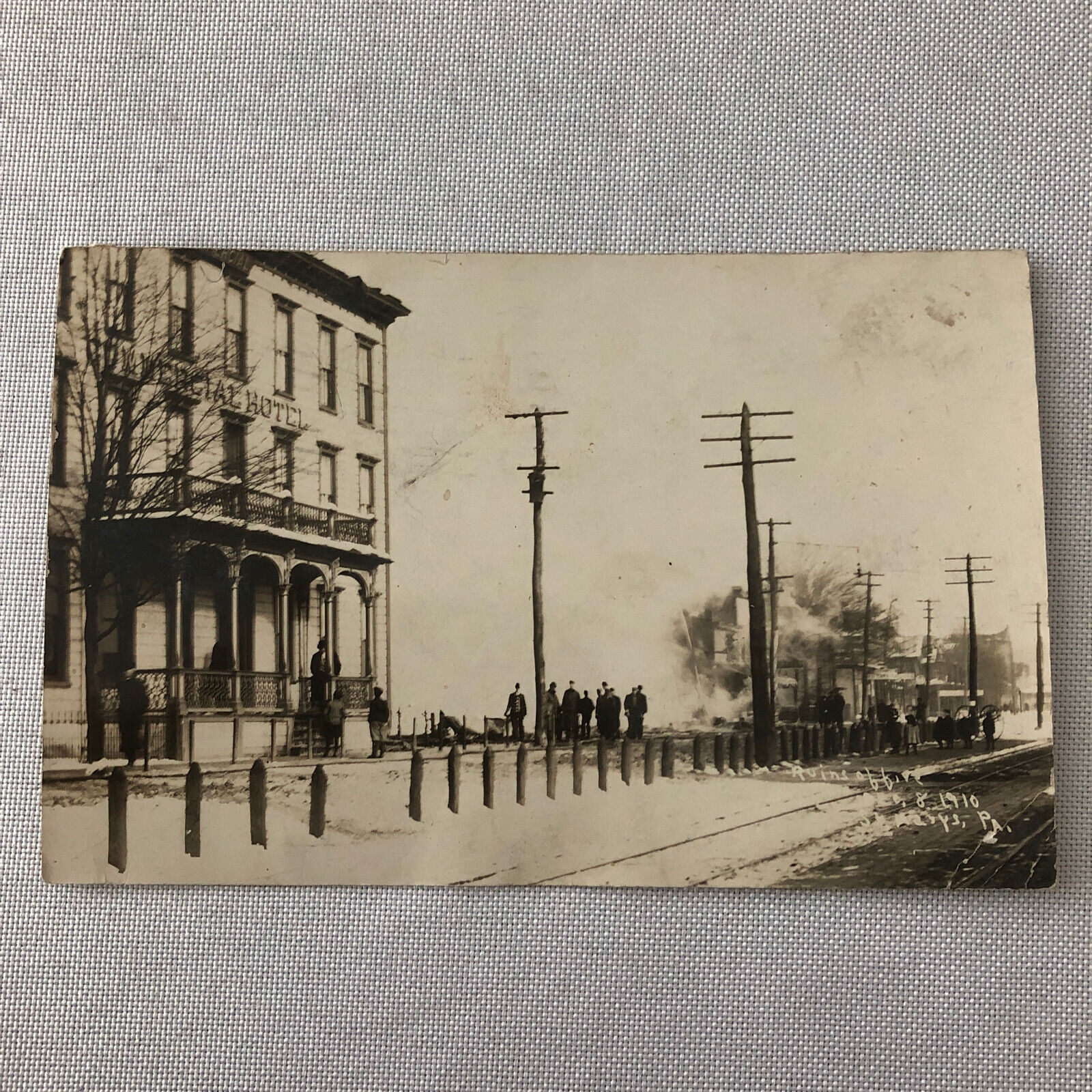 1910 Pennsylvania Hotel Fire Disaster Real Photo Postcard RPPC