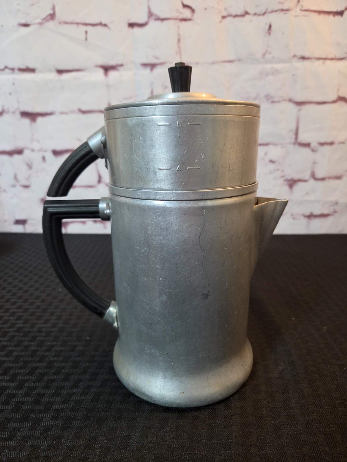 Vtg Art Deco Wear-Ever Drip Coffee Pot 2-6 Cups Aluminum Bakelite Handle