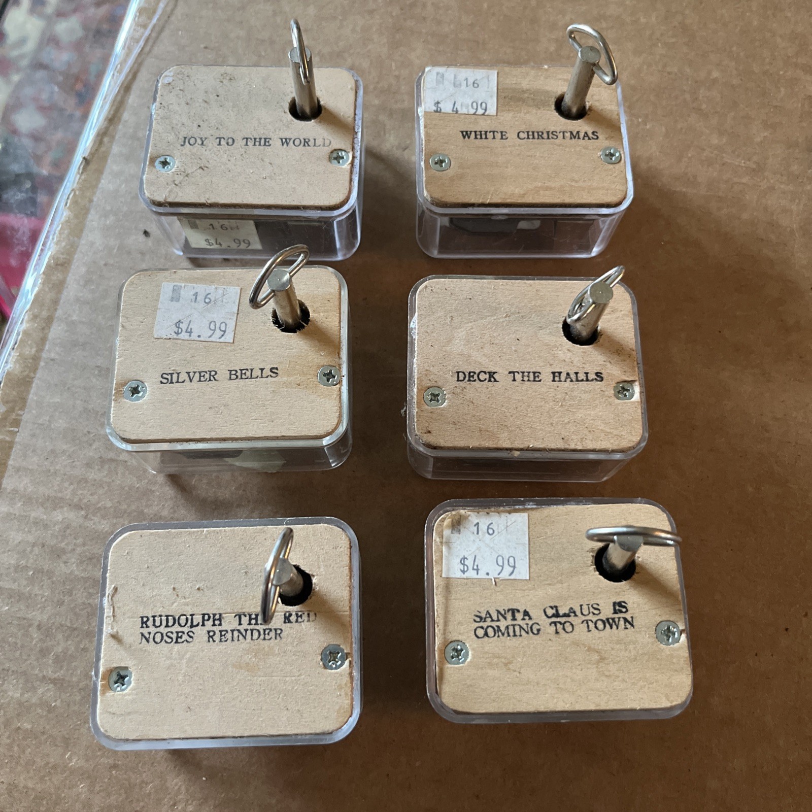 VTG Set of 6 Sankyo Japan CHRISTMAS SONGS Clear Music Box Movement Key NOS VTG Set of 6 Sankyo Japan CHRISTMAS SONGS Clear Music Box Movement Key NOS