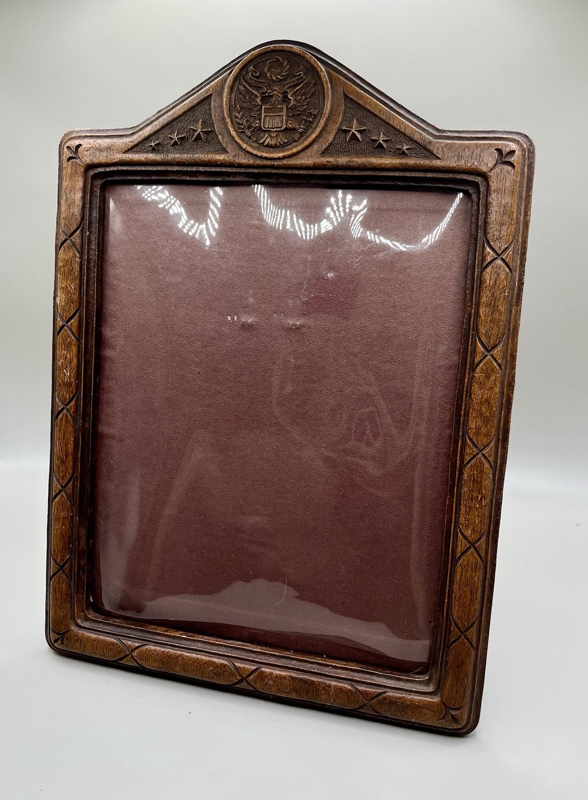 VTG 30s OrnaWood American Eagle Picture Frame Military Patriotic Colonial Rustic