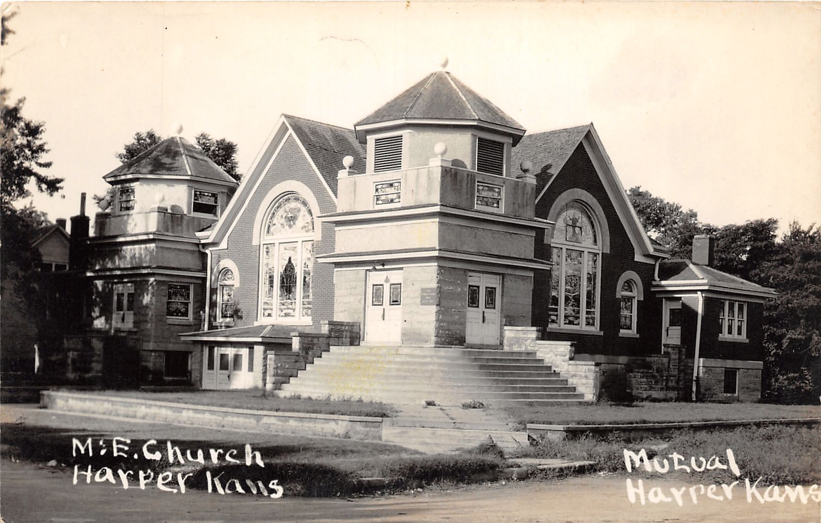J33/ Harper Kansas RPPC Postcard c1930s M.E. Church Building 271 J33/ Harper Kansas RPPC Postcard c1930s M.E. Church Building 271