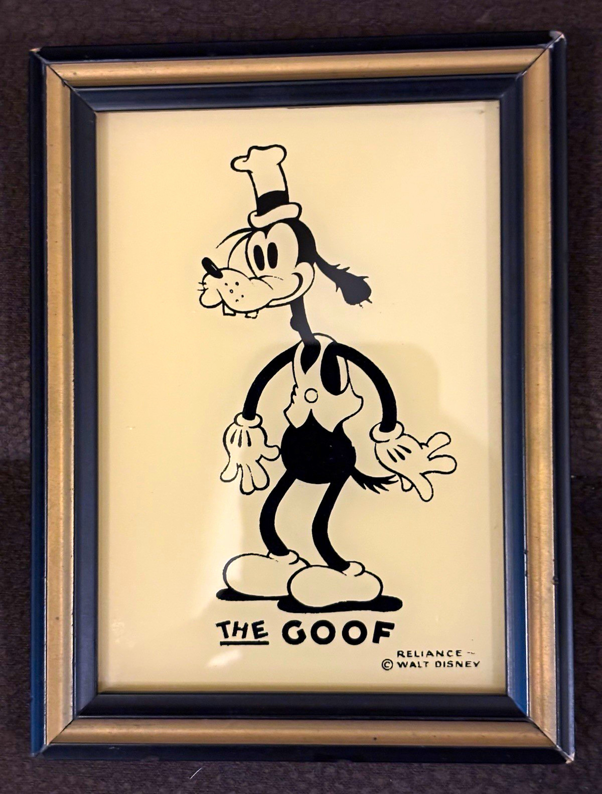 Vintage Reliance Disney Goofy Character Framed Print Picture Wall Art