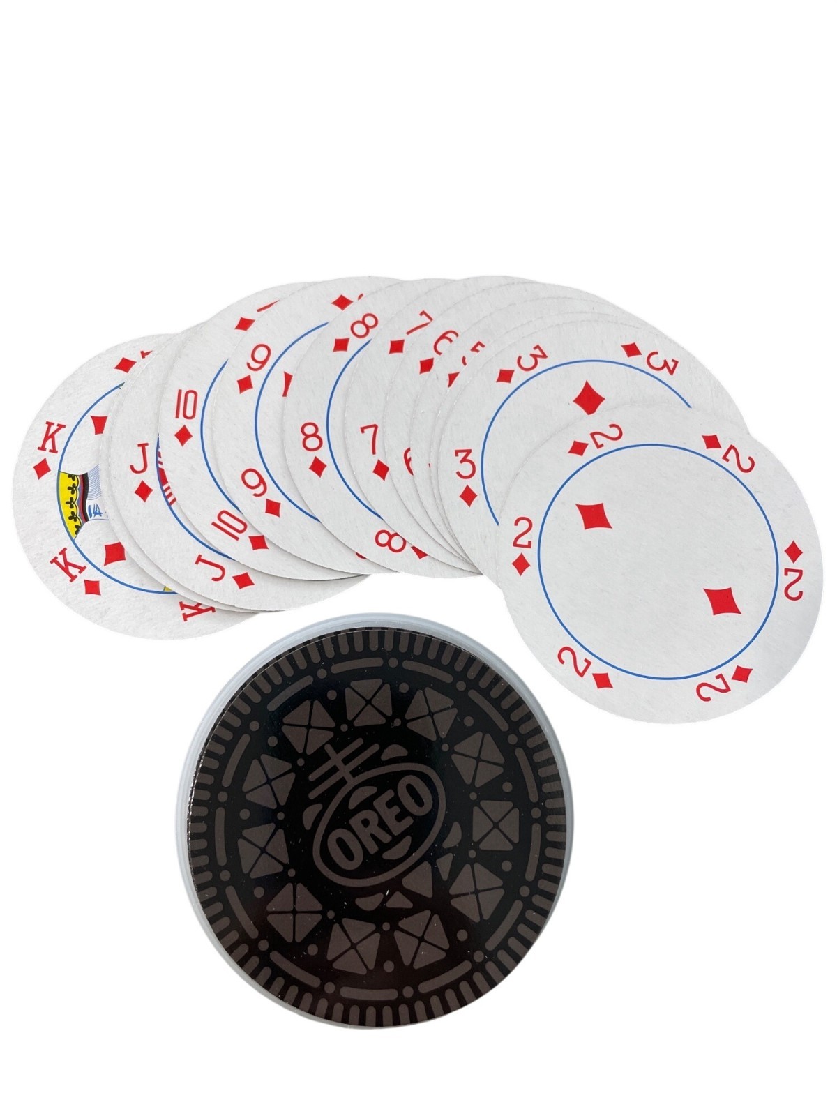 Vintage Oreo Circular Playing Cards Black White Compact Case Design Collectible