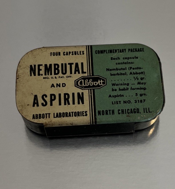Abbott Labs NEMBUTAL and Aspirin VTG EMPTY Sample Tin Rare Yellowjackets Pharm Abbott Labs NEMBUTAL and Aspirin VTG EMPTY Sample Tin Rare Yellowjackets Pharm
