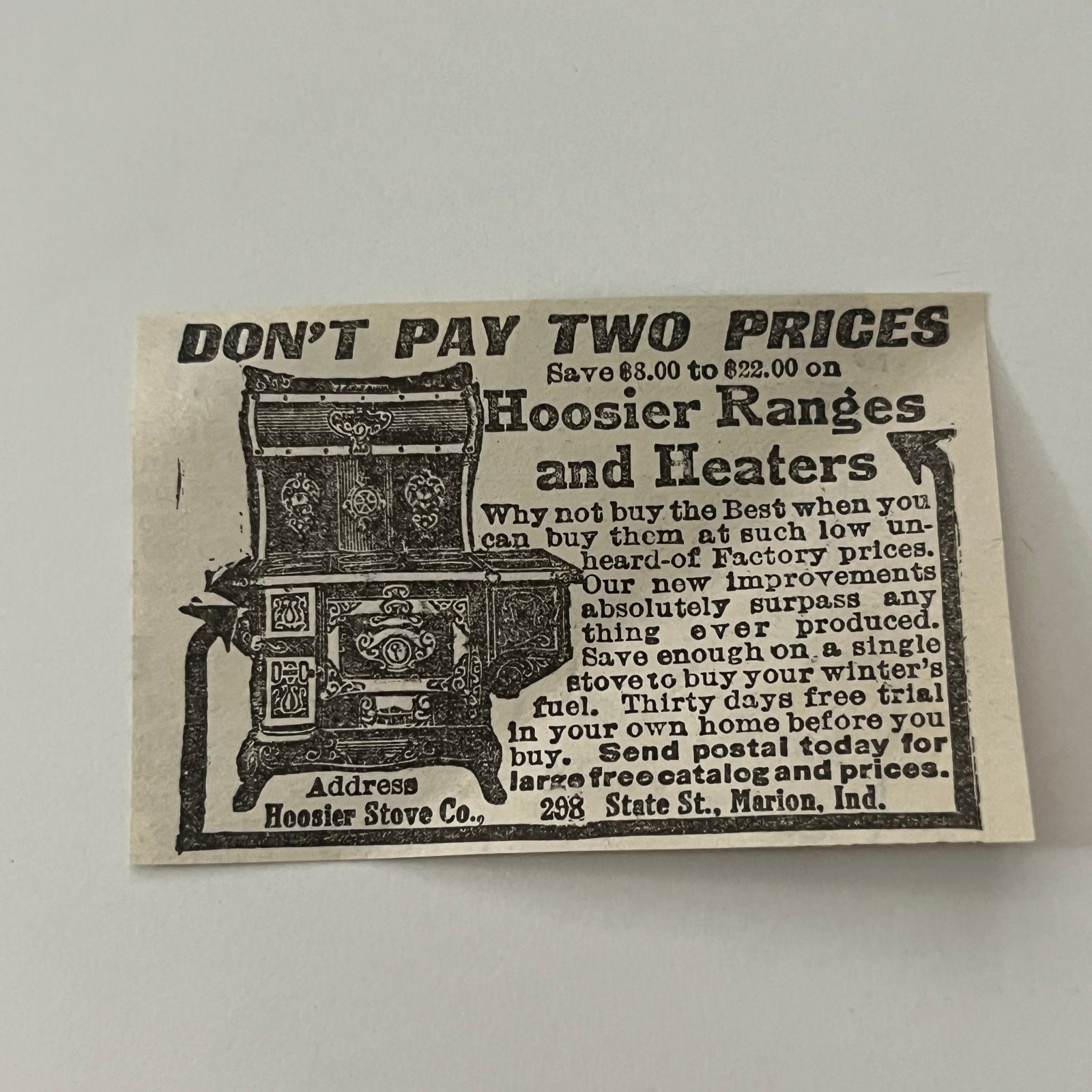 Hoosier Stove Co. Hoosier Ranges and Heaters Marion IN 1912 Ad SAG9-M8
