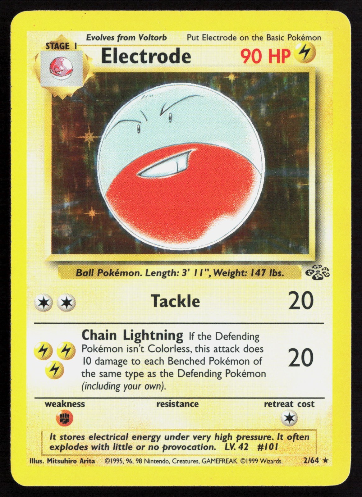 Electrode Holo 2/64 Jungle Light Played (LP) Pokemon TCG Holo Rare English 1999