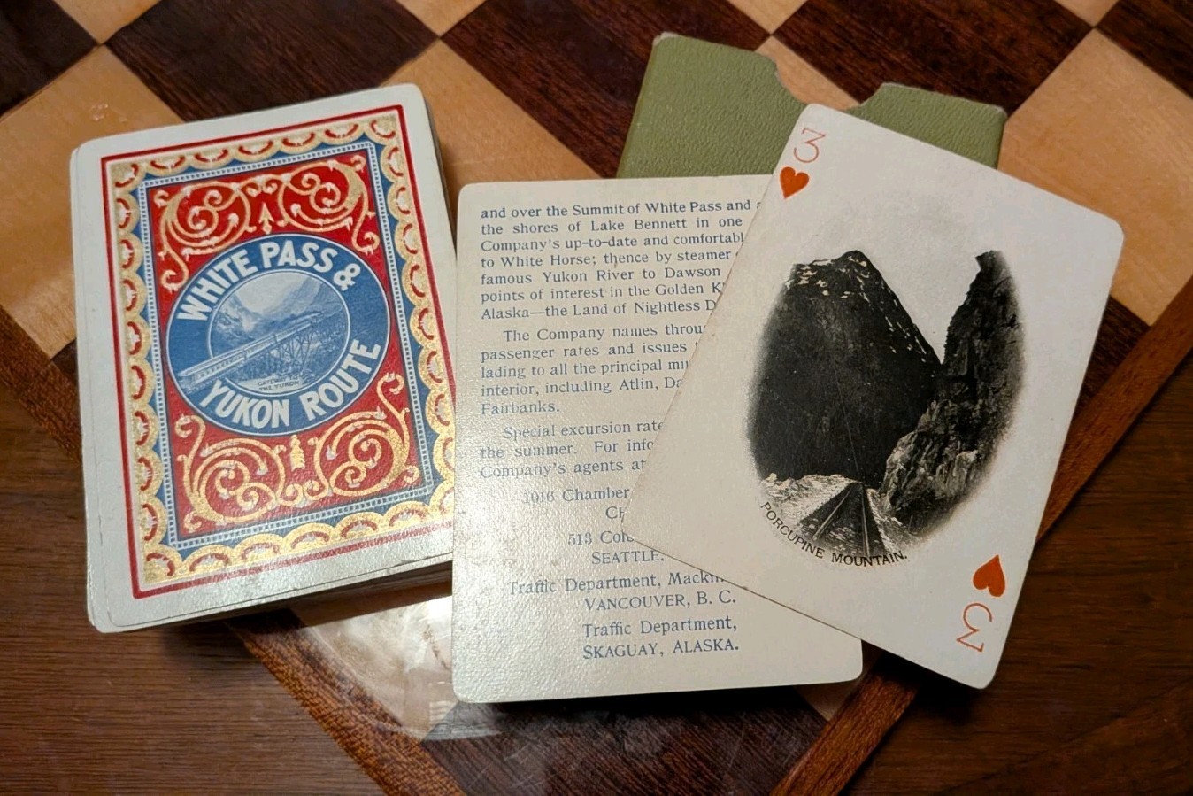 AnTiQuE WHITE PASS & YUKON ROUTE SOUVENIR POKER PLAYING CARDS EXTRA VinTagE 