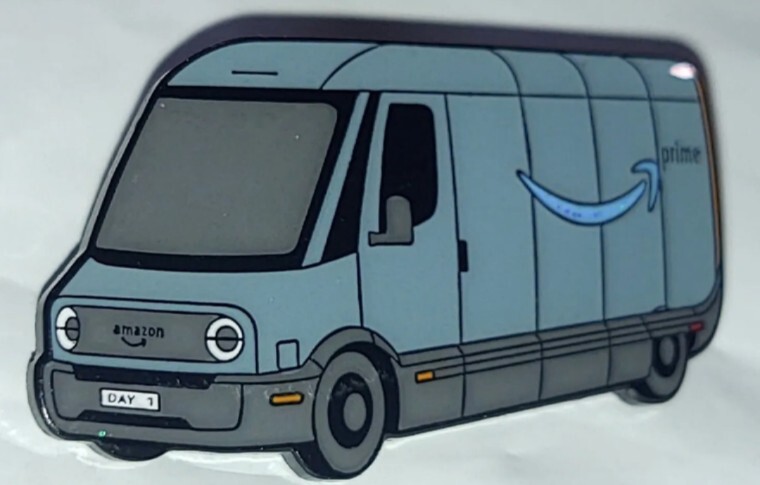 Rare 1st Day Amazon EV VAN Employee Pin - Brand New Glitter SMILE LOGO Rare 1st Day Amazon EV VAN Employee Pin - Brand New Glitter SMILE LOGO