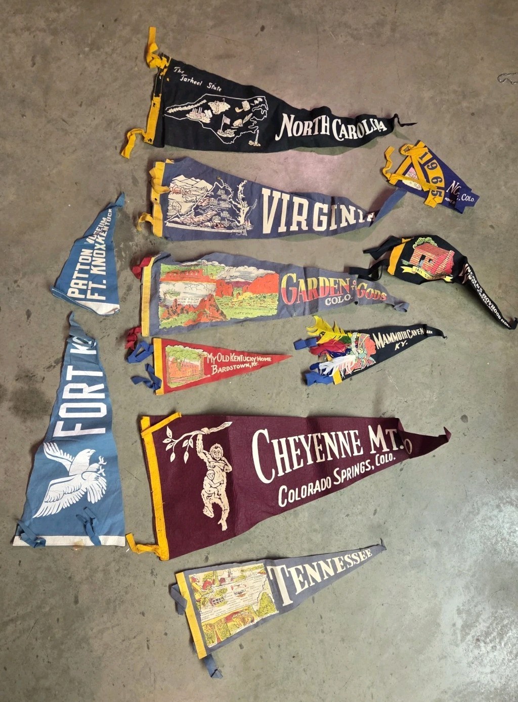 Vintage Tourism Mixed Felt Flags Souvenir Pennants Lot of 11 Various Sizes Vintage Tourism Mixed Felt Flags Souvenir Pennants Lot of 11 Various Sizes
