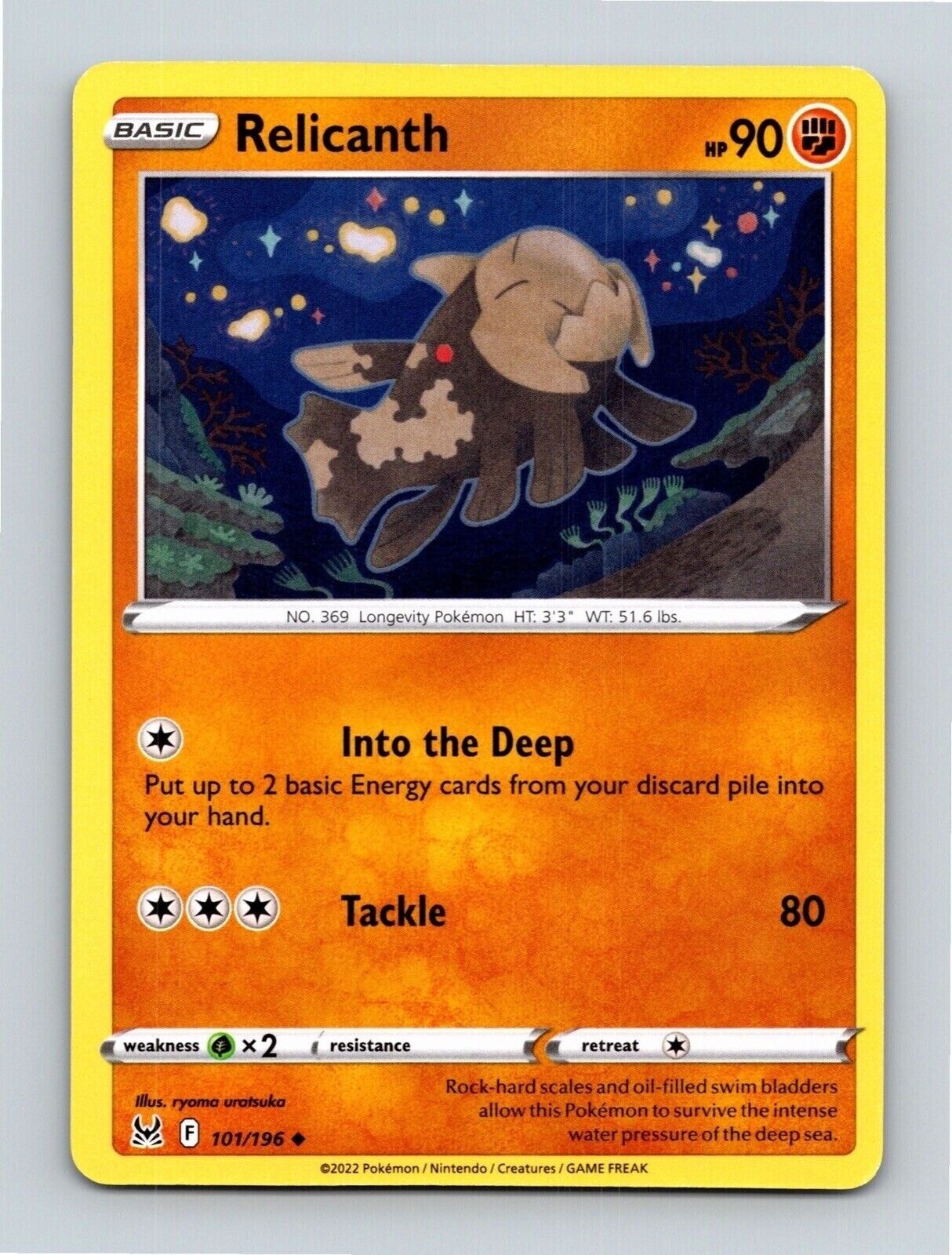 Relicanth 101/196 Regular Uncommon Lost Origins Pokemon Trading Card TCG Relicanth 101/196 Regular Uncommon Lost Origins Pokemon Trading Card TCG