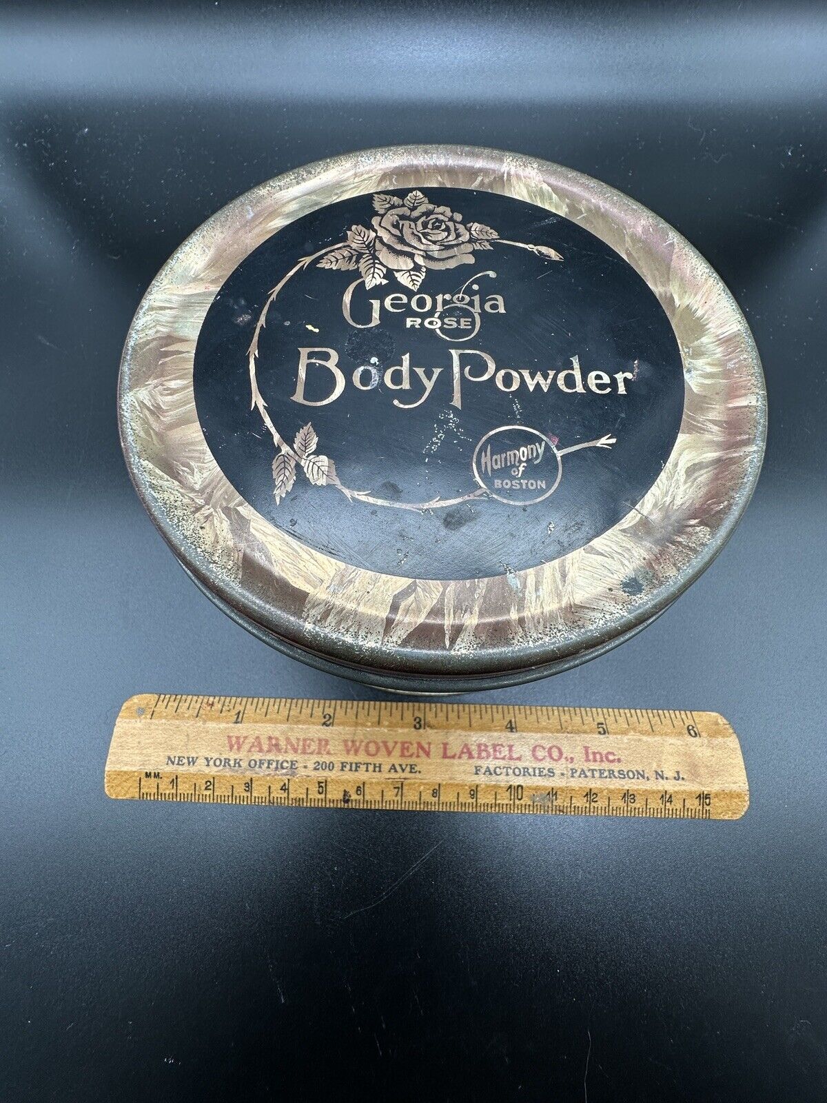 Georgia Rose Body Powder Vintage Tin Container Harmony of Boston 1920s