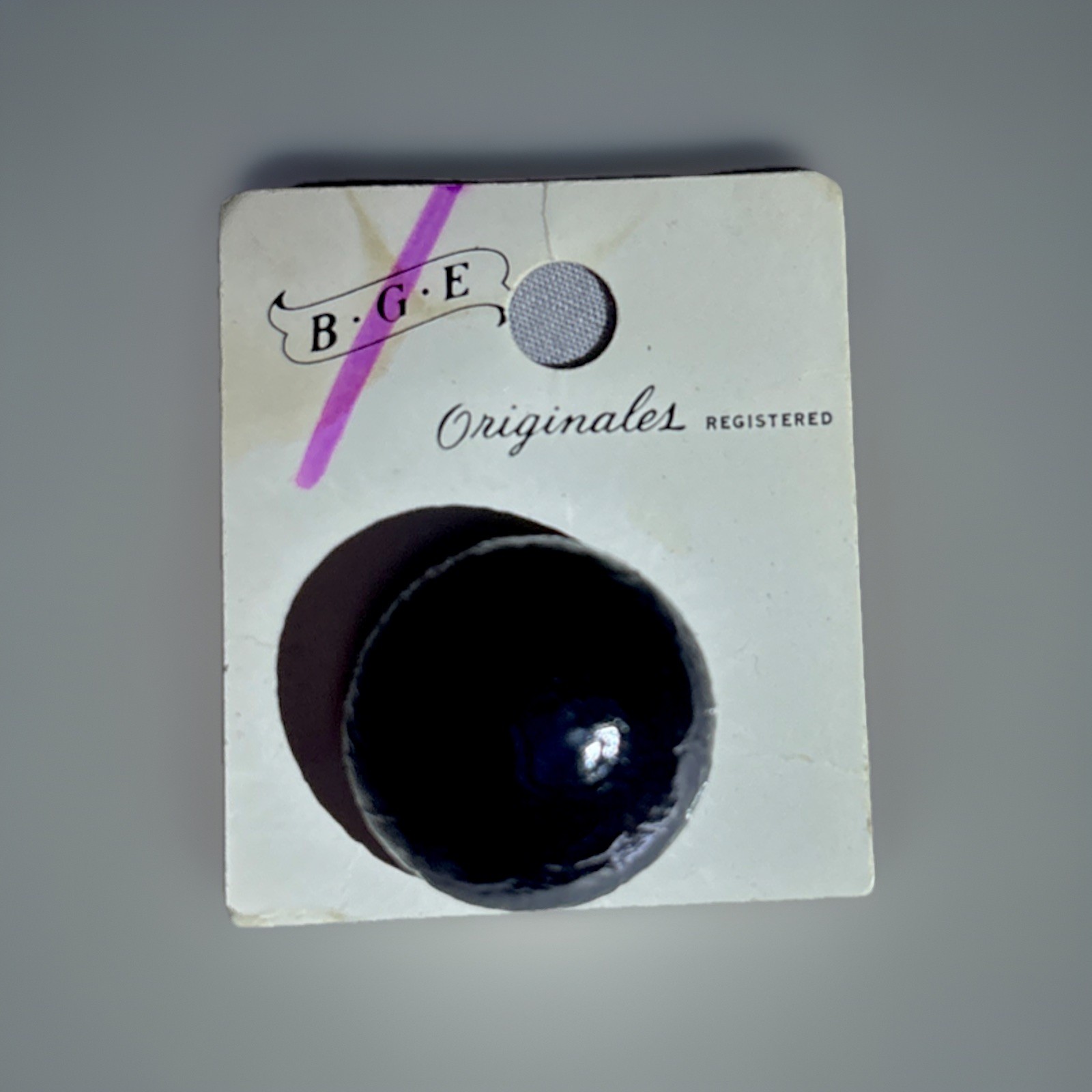 Vintage BGE Originals Black Leather Button Made USA Carded #R8924361