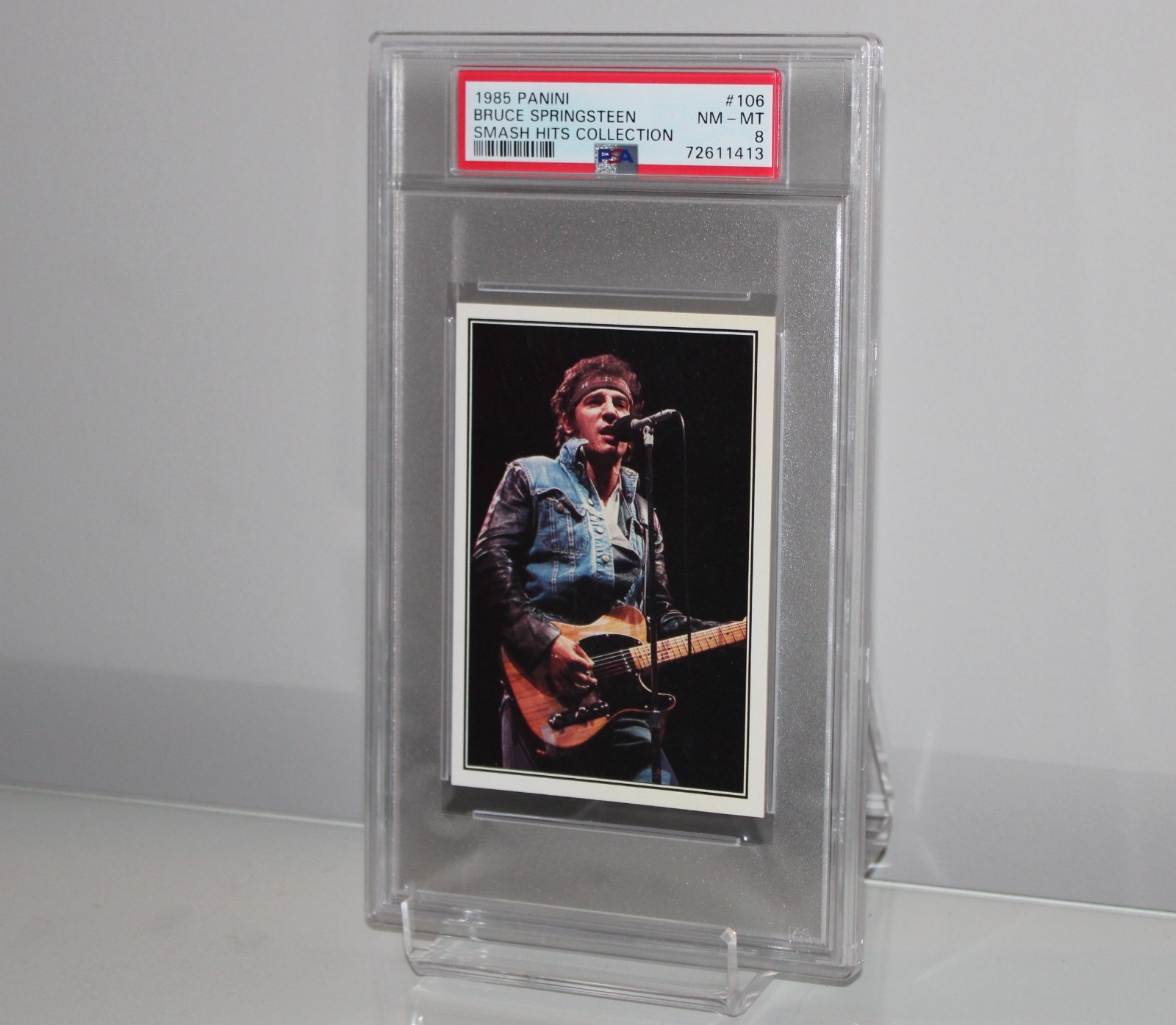 Bruce Springsteen 1985 Panini #106 Smash Hits Collection PSA GRADE 8 NEAR MINT