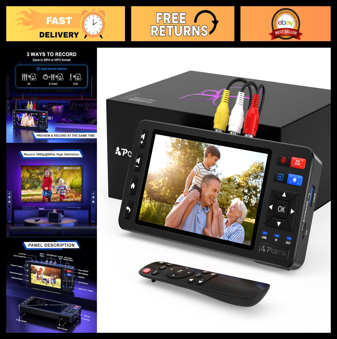 Portta VD20P VHS to Digital Converter with 5\