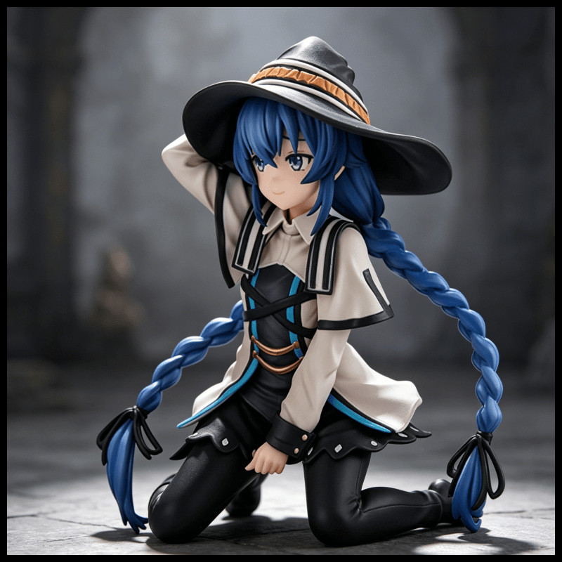 Witch Hat Anime Figure - Blue-Haired Magical PVC Statue with Chibi Q-Version... Witch Hat Anime Figure - Blue-Haired Magical PVC Statue with Chibi Q-Version...