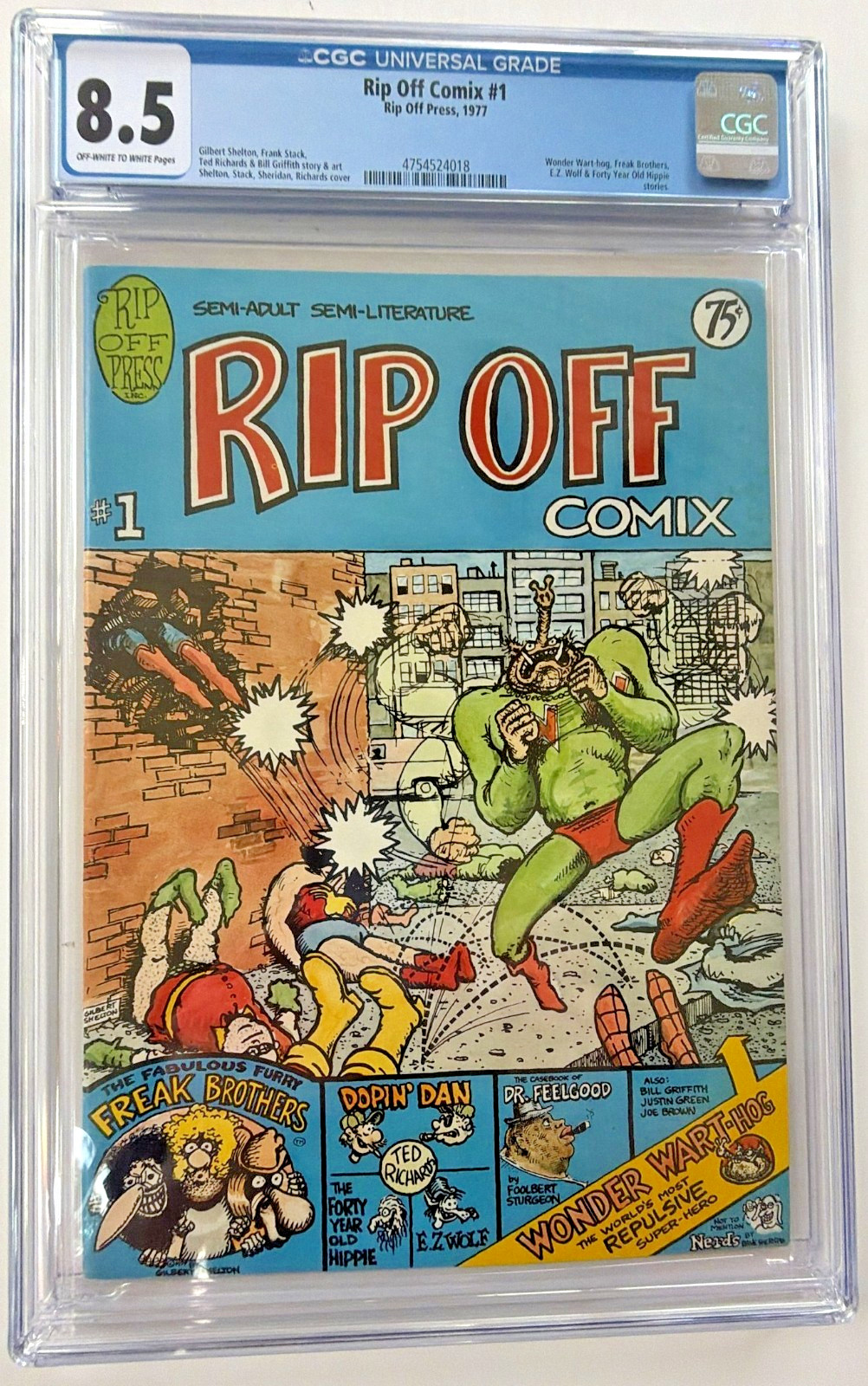 RARE RIP OFF COMIX #1 CGC 8.5 1977 FIRST PRESS 75 CENT COVER FREAK BROTHERS