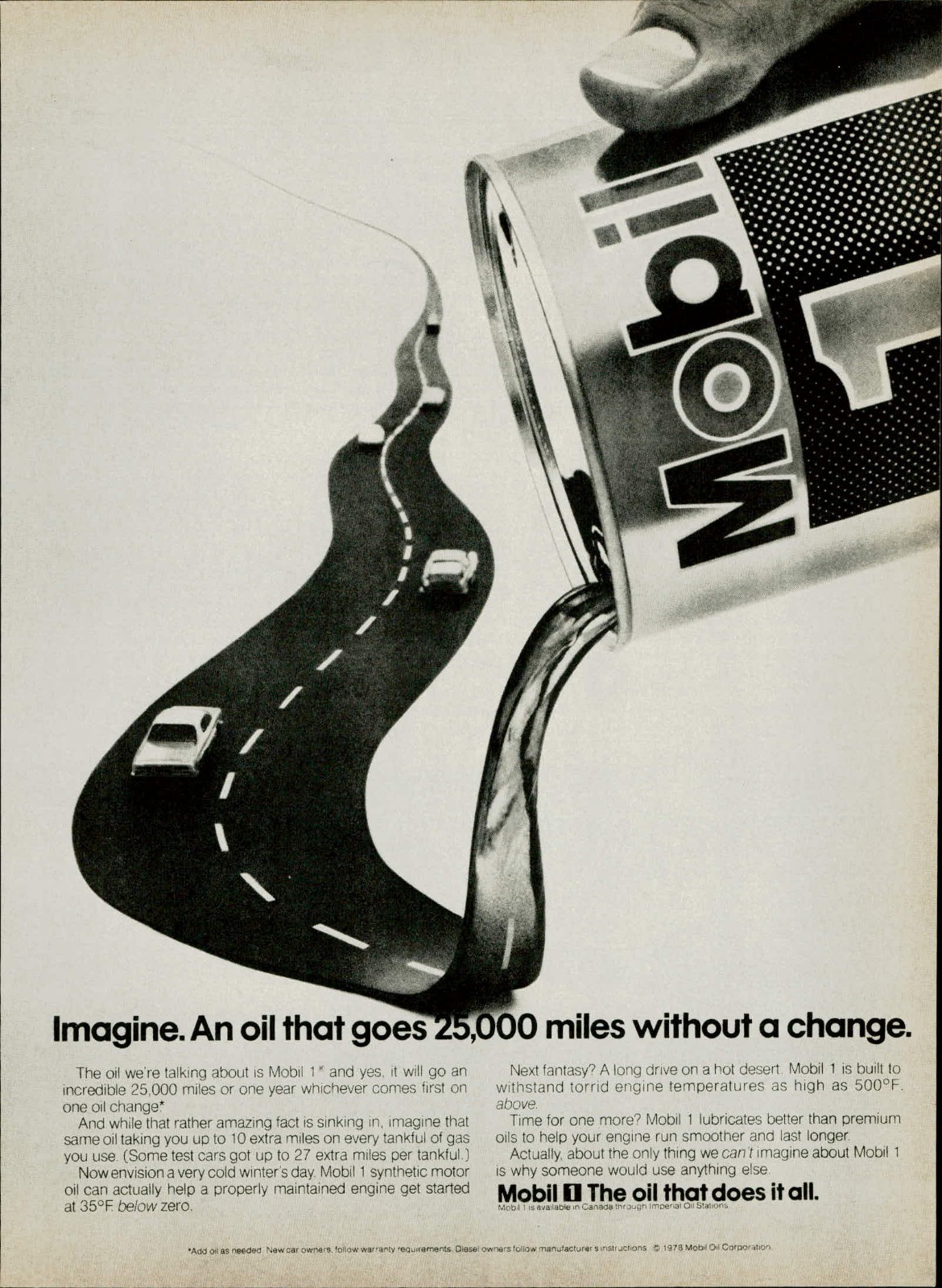 1978 Vintage Print Ad Mobil 1 Motor Oil Magazine Advertisement Oil Highway Art