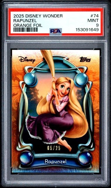2025 TOPPS DISNEY WONDER #74 RAPUNZEL /25 ORANGE PSA 9 