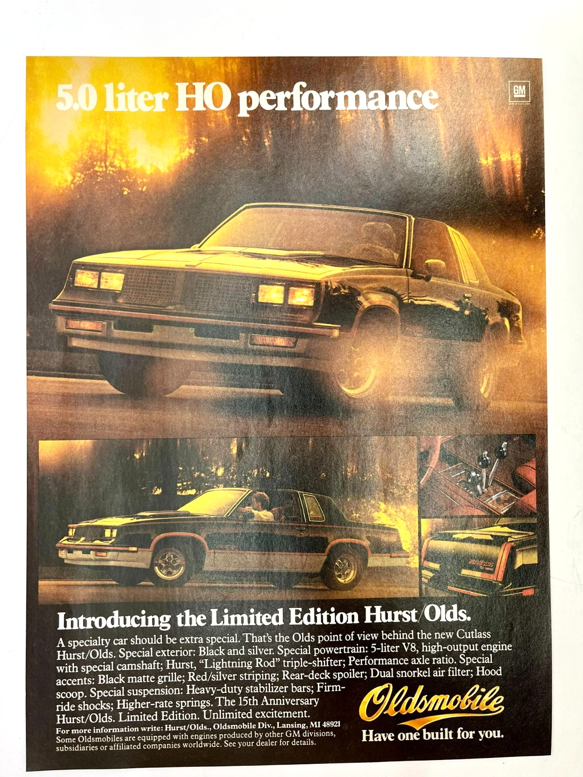 Vintage 1983 Oldsmobile Hurst Olds 15th Anniversary Edition Print Ad Vintage 1983 Oldsmobile Hurst Olds 15th Anniversary Edition Print Ad