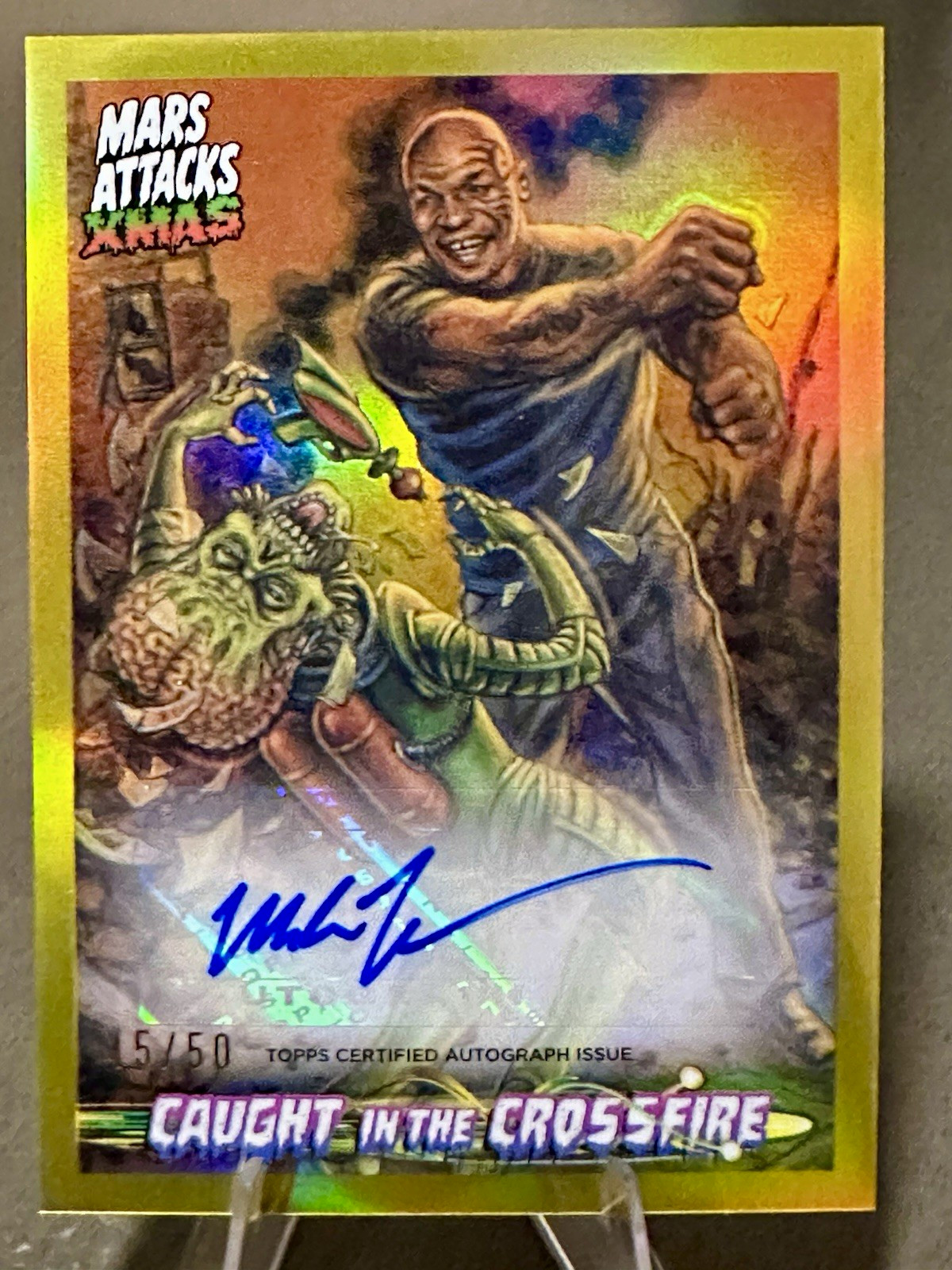 2026 Topps Mars Attacks XMAS Christmas CCA-MS Mike Tyson Auto /50 Crossfire 