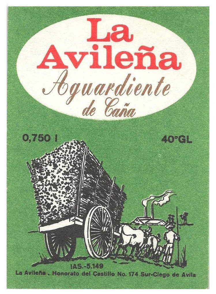 RARE - Aguardiente de Caña LA AVILEÑA, Cuban Cane Liquor Paper Labels - Cuba