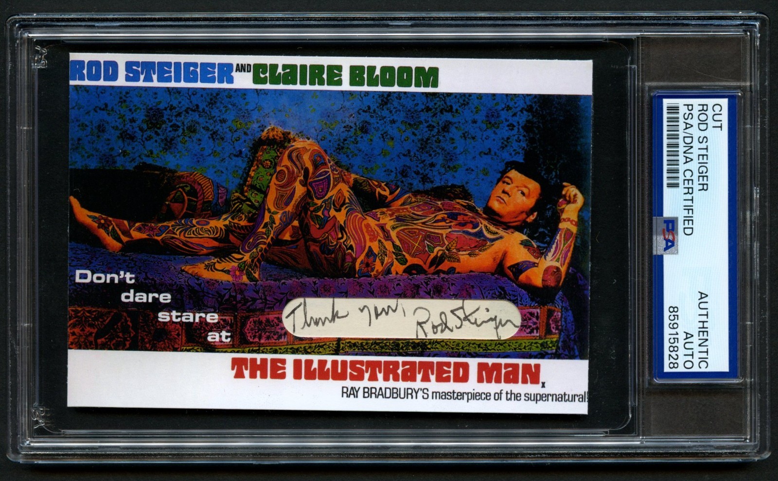 Rod Steiger signed autograph 3.5x5 Actor The Illustrated Man Custom Cut PSA Slab Rod Steiger signed autograph 3.5x5 Actor The Illustrated Man Custom Cut PSA Slab