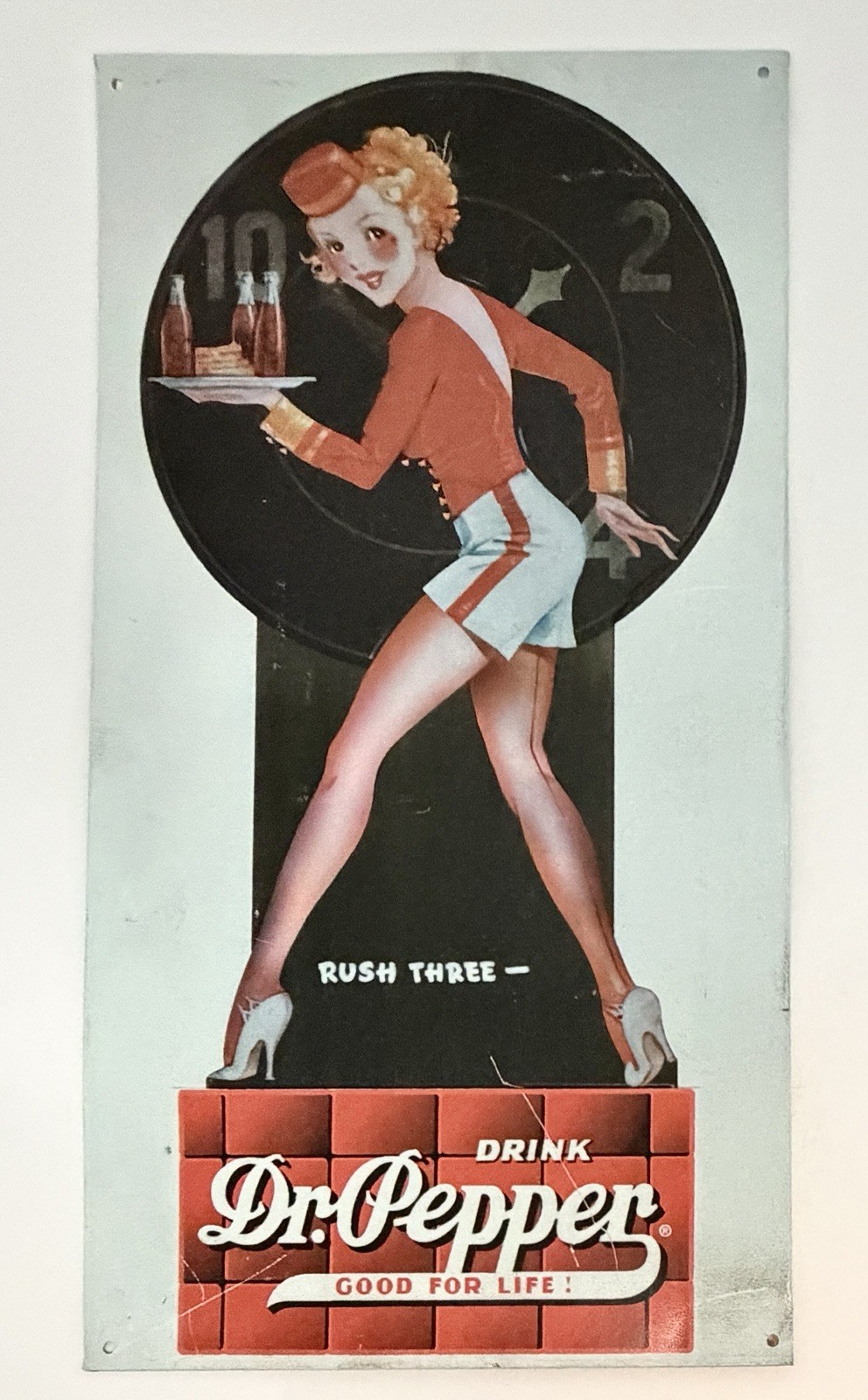 Vintage 1998 USA Made Dr Pepper Drink Good For Life 17 X 9” Sign Carhop Waitres