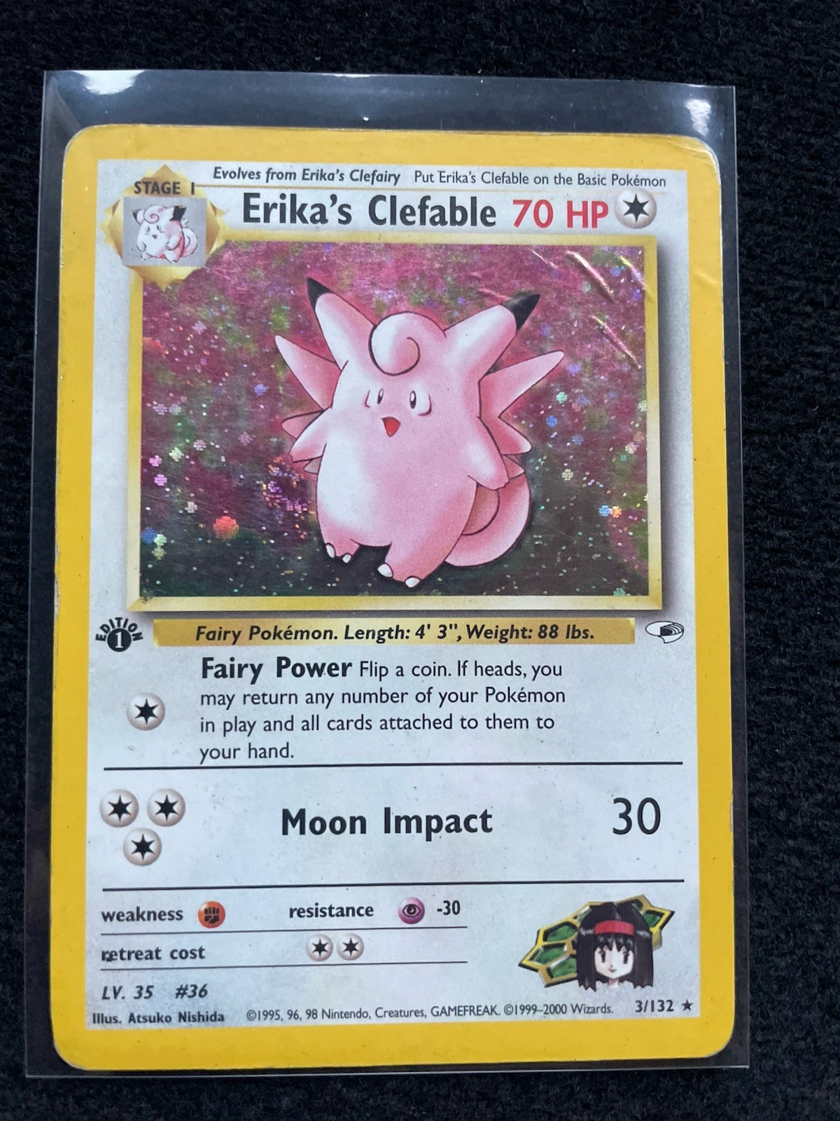 Erika\'s Clefable 1st Edition Gym Heroes 3/132 English Pokemon Erika\'s Clefable 1st Edition Gym Heroes 3/132 English Pokemon