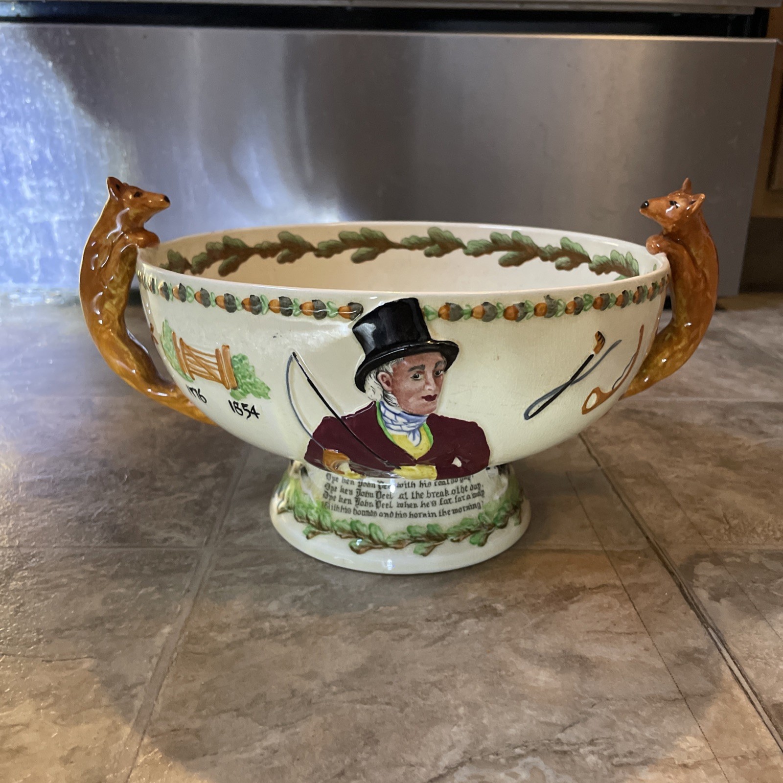 1930s Crown Devon Fieldings John Peel Musical Bowl Rare Vintage Music Box Works