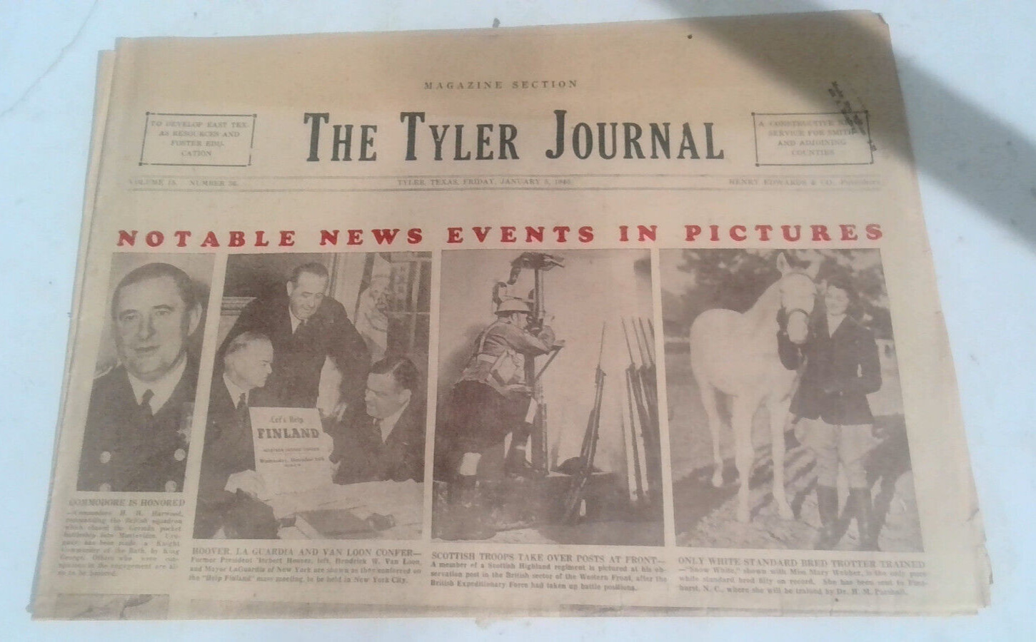 RARE FIND The Tyler Journal January 5 1940 NOTABLE EVENTS IN PICTURES L2C16