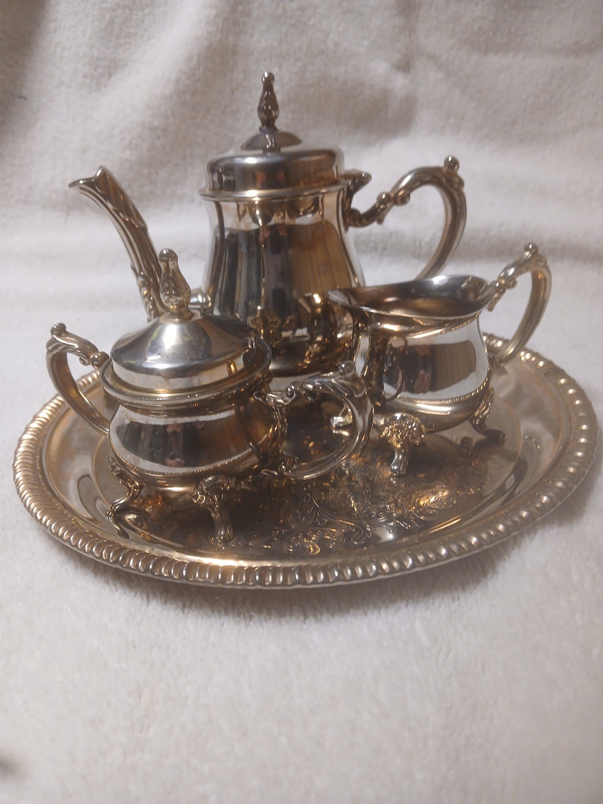 Vintage Godinger Silver Plated 4-Piece Tea serving set 1950's Vintage Godinger Silver Plated 4-Piece Tea serving set 1950's