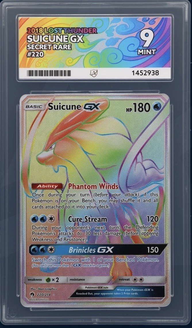 Suicune GX Full Art Secret Rare Holo Sm-Lost Thunder #220/214 Ace 9 Suicune GX Full Art Secret Rare Holo Sm-Lost Thunder #220/214 Ace 9
