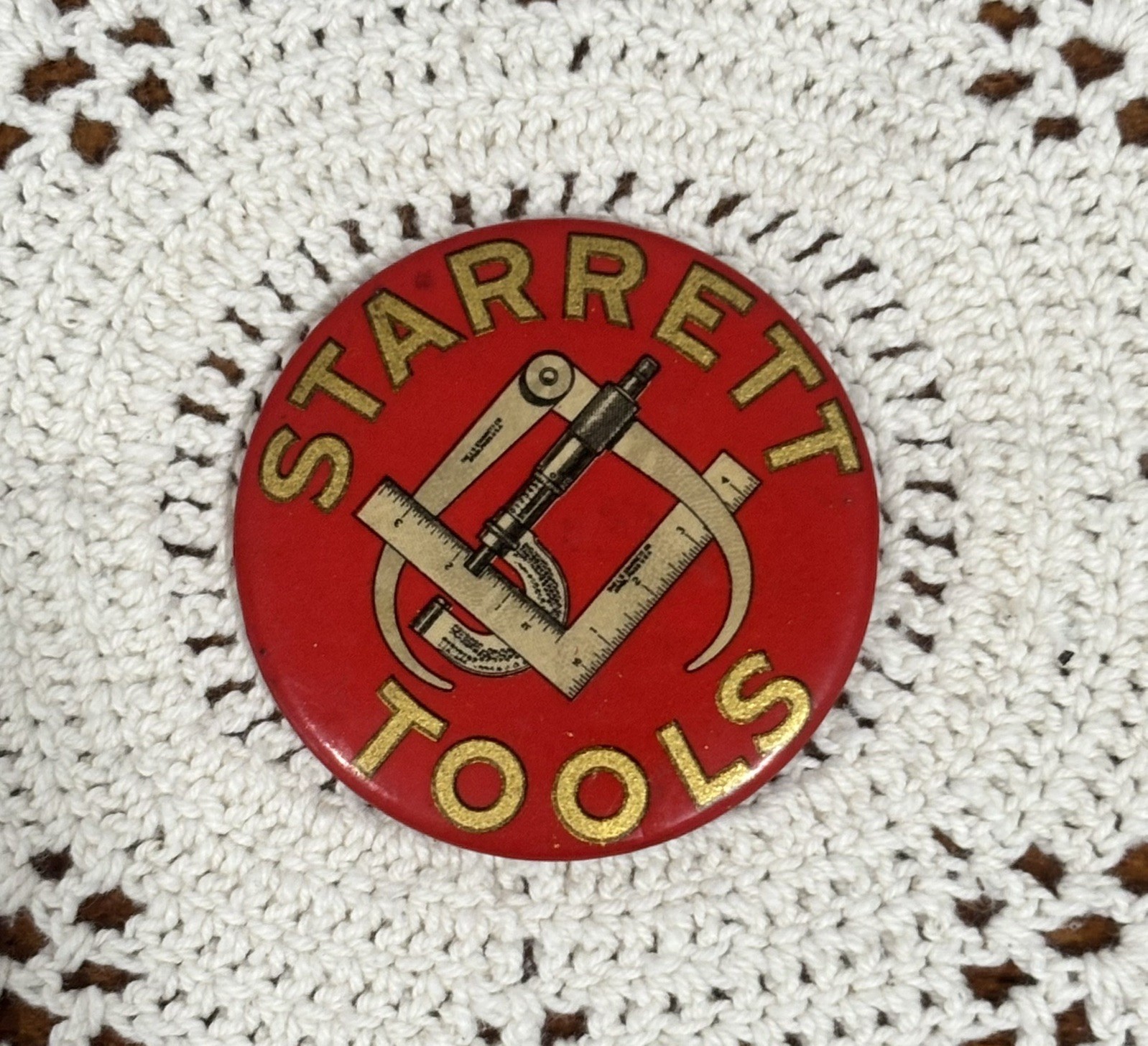 Antique Starrett Tools Advertising Mirror (2  1/16”)