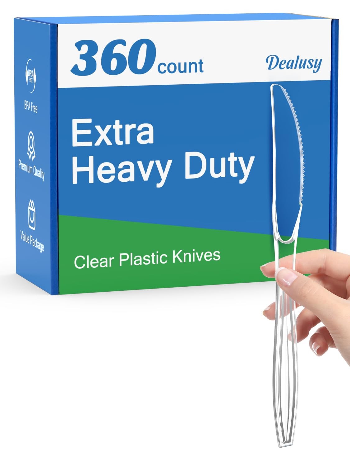 Dealusy 360 Count Extra Heavy Duty Clear Plastic Knives Standard, Dealusy 360 Count Extra Heavy Duty Clear Plastic Knives Standard,