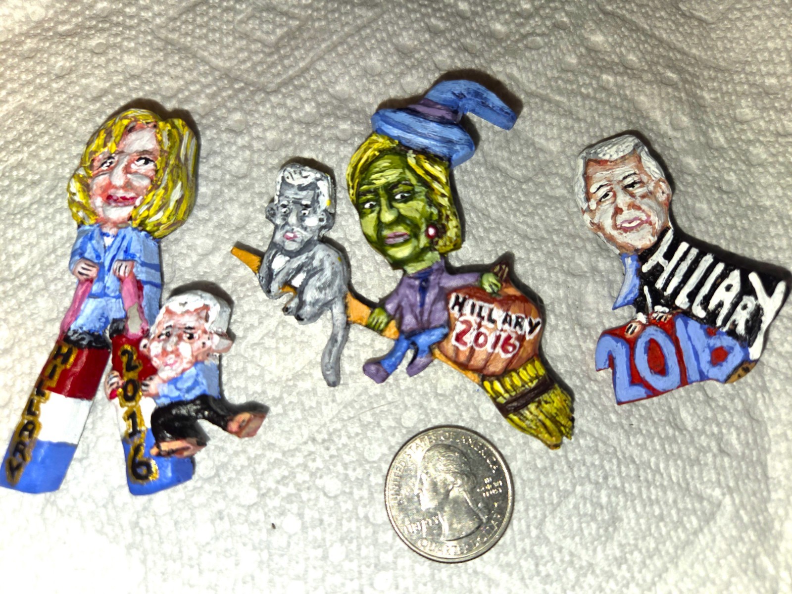 3 - Hillary 2016  Political Pins Folk Art - Artist Alan Ferster - New