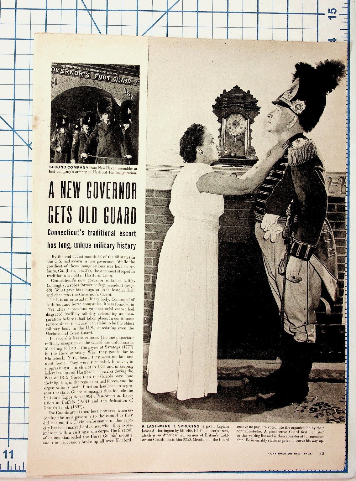 1947 Connecticut Governor McConaughy & Foot Guard Magazine Article 1947 Connecticut Governor McConaughy & Foot Guard Magazine Article