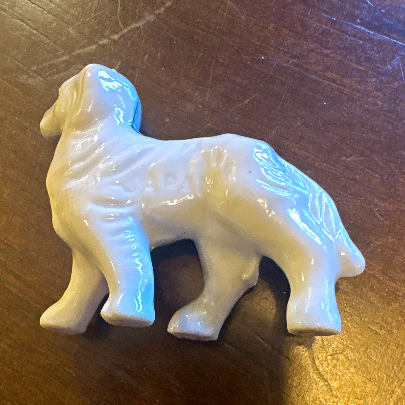 White Glazed Ceramic Dog Figurine Small Animal Decorative Sculpture