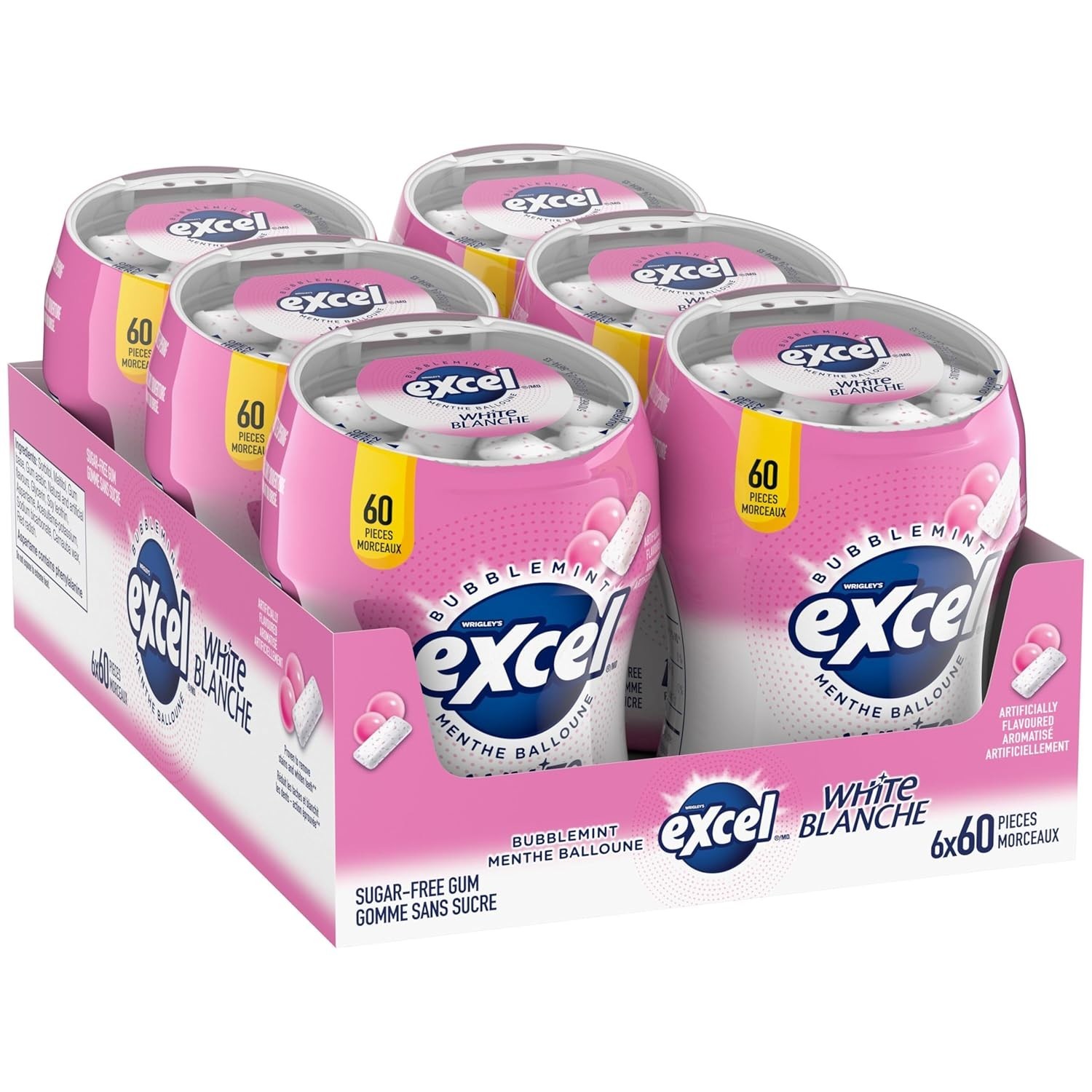 Excel White Bubblemint Sugar Free Chewing Gum 60 Pieces 6 Pack - Excel White Bubblemint Sugar Free Chewing Gum 60 Pieces 6 Pack -