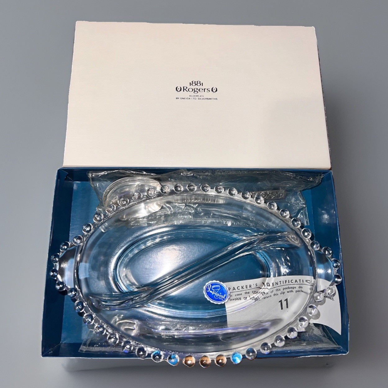 Vintage 1881 ROGERS 3 Piece Imperial Relish DISH w/Victorian Classic Servers–NIB Vintage 1881 ROGERS 3 Piece Imperial Relish DISH w/Victorian Classic Servers–NIB