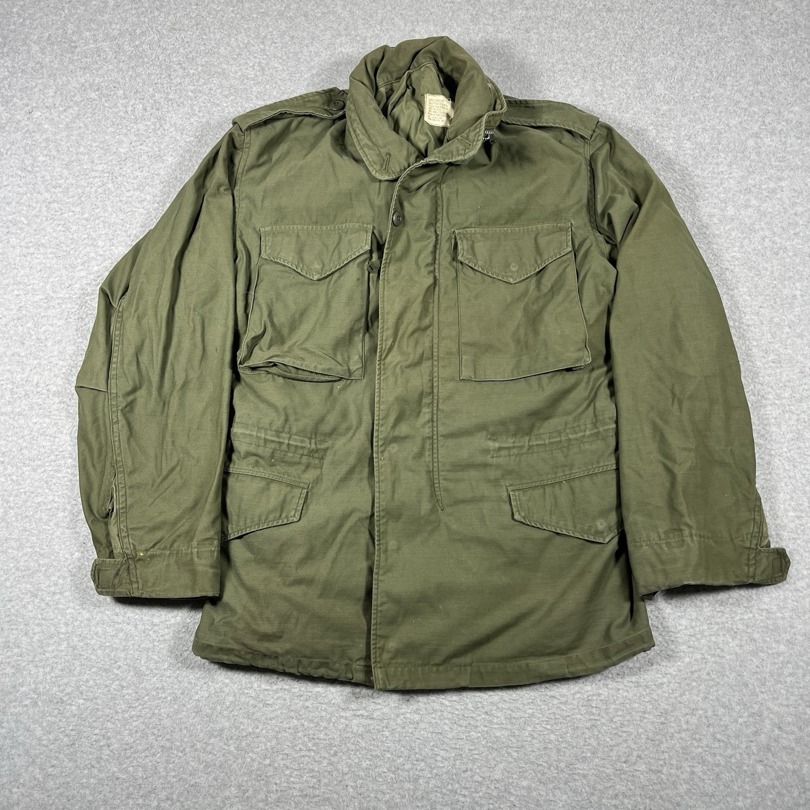 Vintage Vietnam War M65 Field Jacket Mens Small OG 107 60s Hooded Sateen Militar