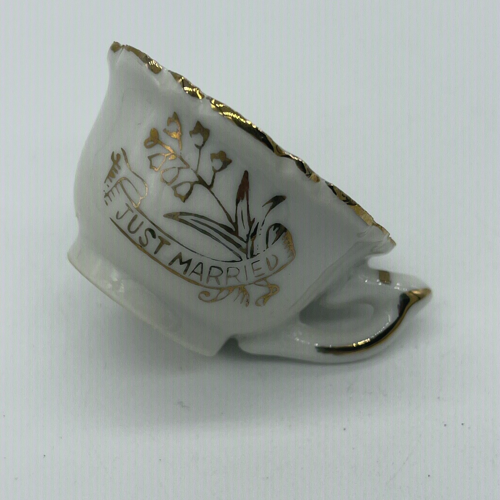 Vintage Just Married Porcelain Miniature Tea Cup Mug Japan