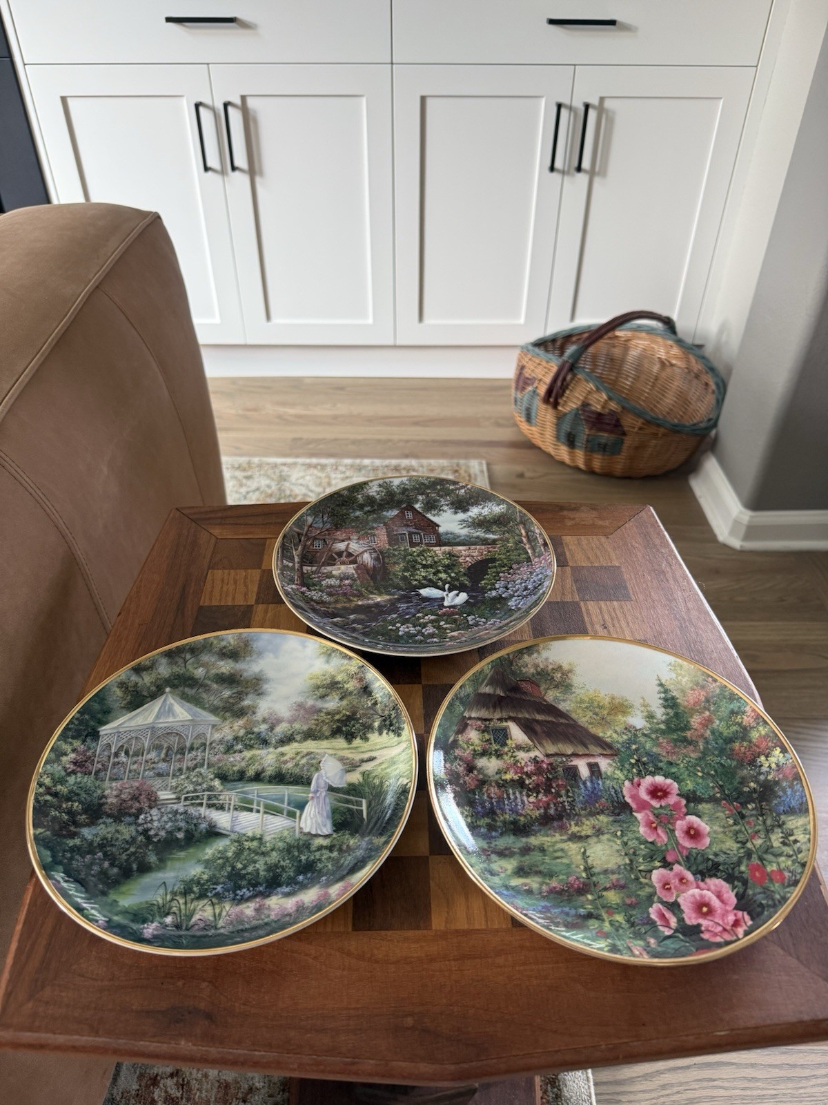 Vintage Set 3 Franklin Mint Country Plates Hollyhock Cottage Olde Mill Garden Vintage Set 3 Franklin Mint Country Plates Hollyhock Cottage Olde Mill Garden