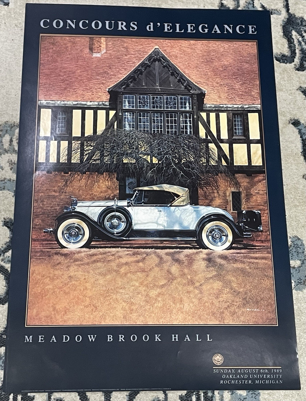 Vtg 1989 Meadow Brook Hall Concours d’Elegance Poster Peter Maier Packard 1930