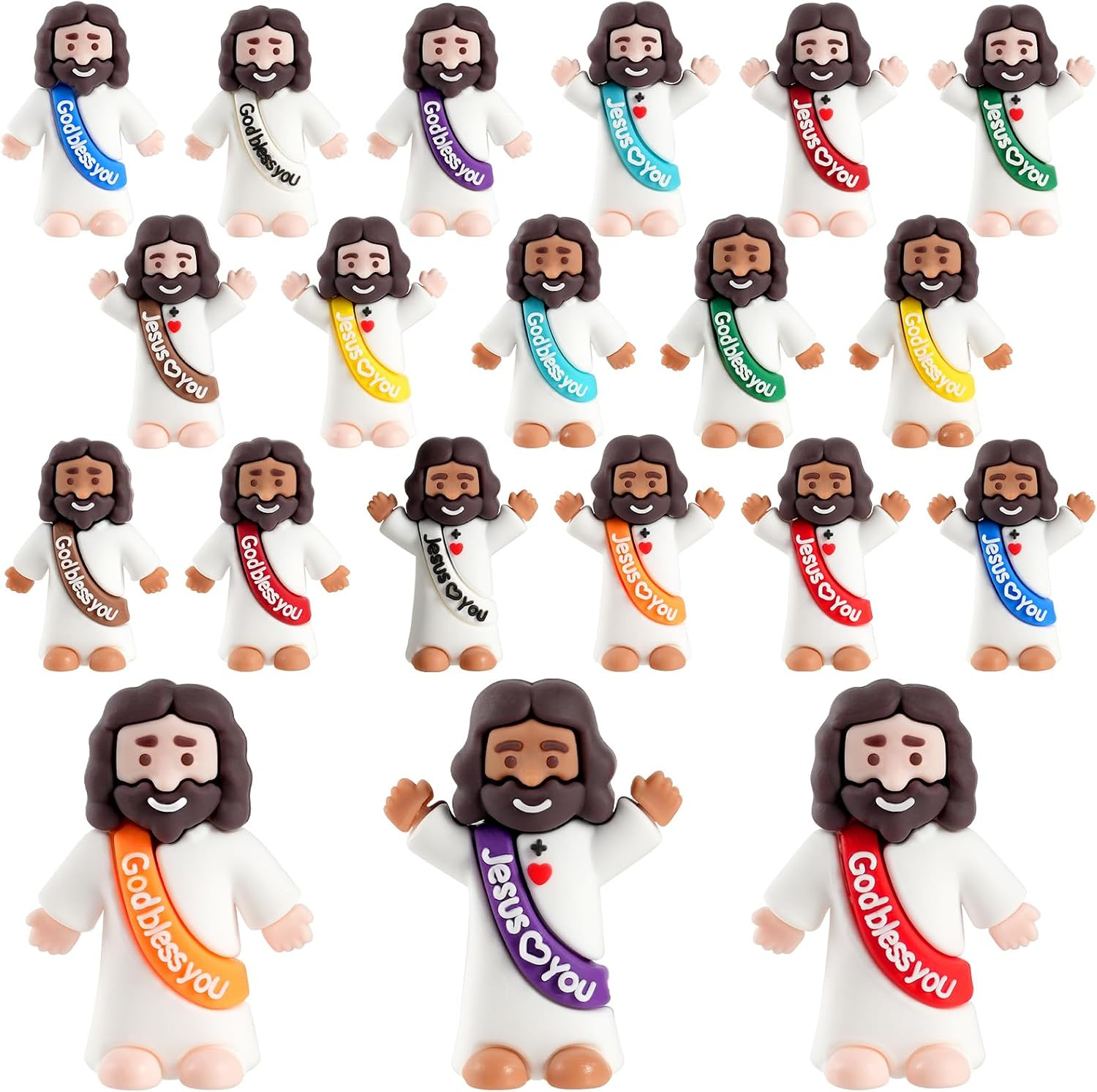 Little Mini Jesus Figures, Tiny Brown, Black, Baby Jesus Loves You Figures Little Mini Jesus Figures, Tiny Brown, Black, Baby Jesus Loves You Figures