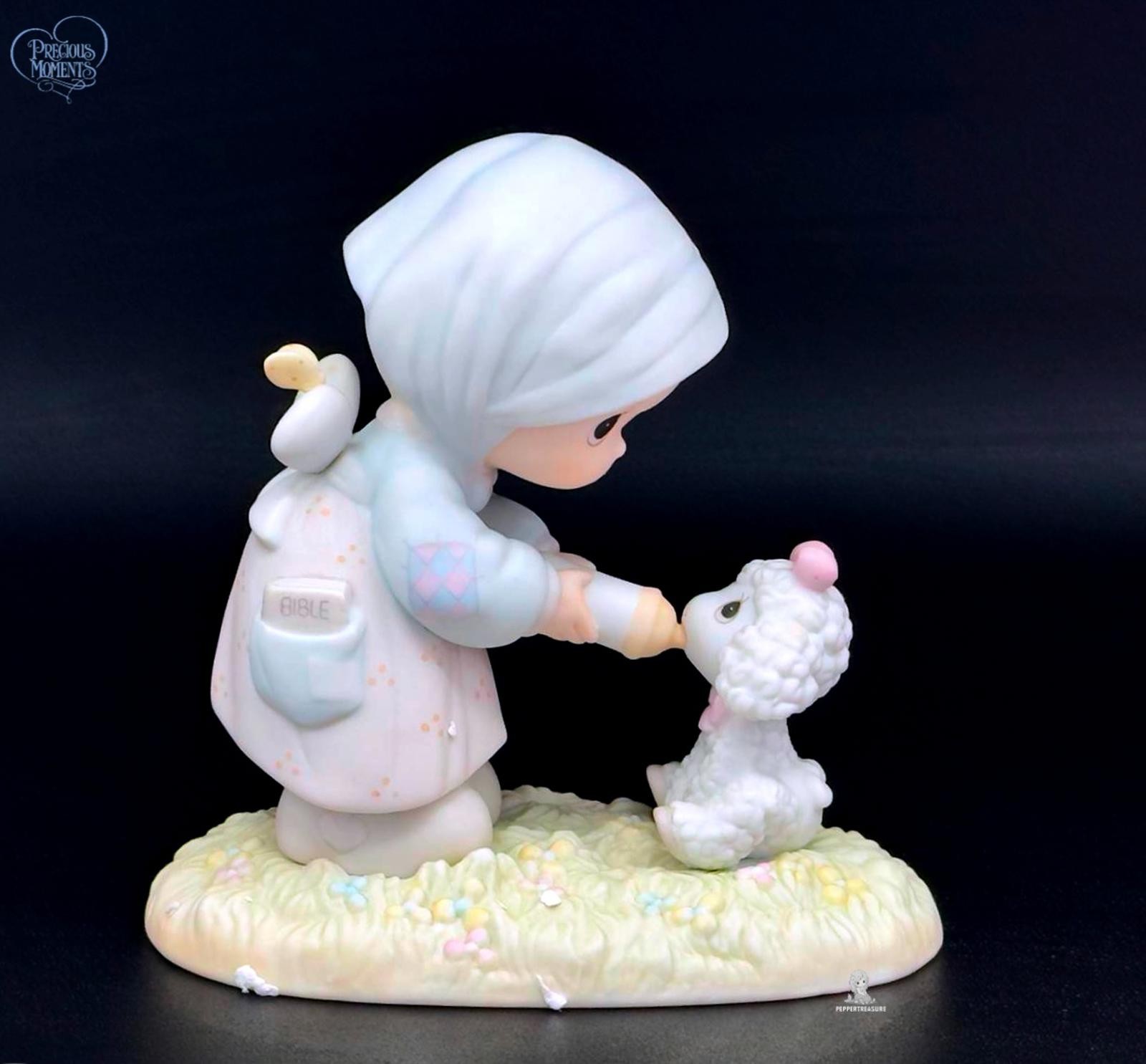 Precious Moments Vintage Girl Feeding Lamb Collectible HTF Christmas Gift