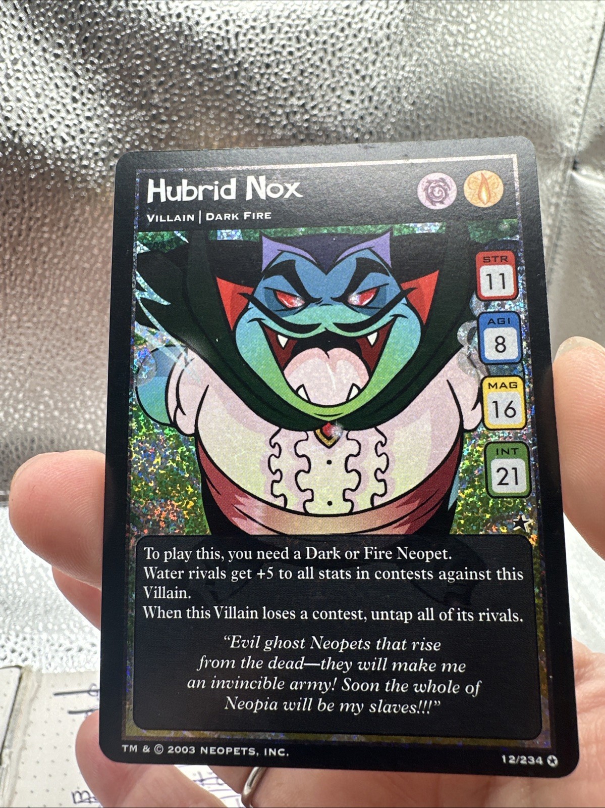Neopets Hubrid Nox Card. 12/234. Neopets Base Set 