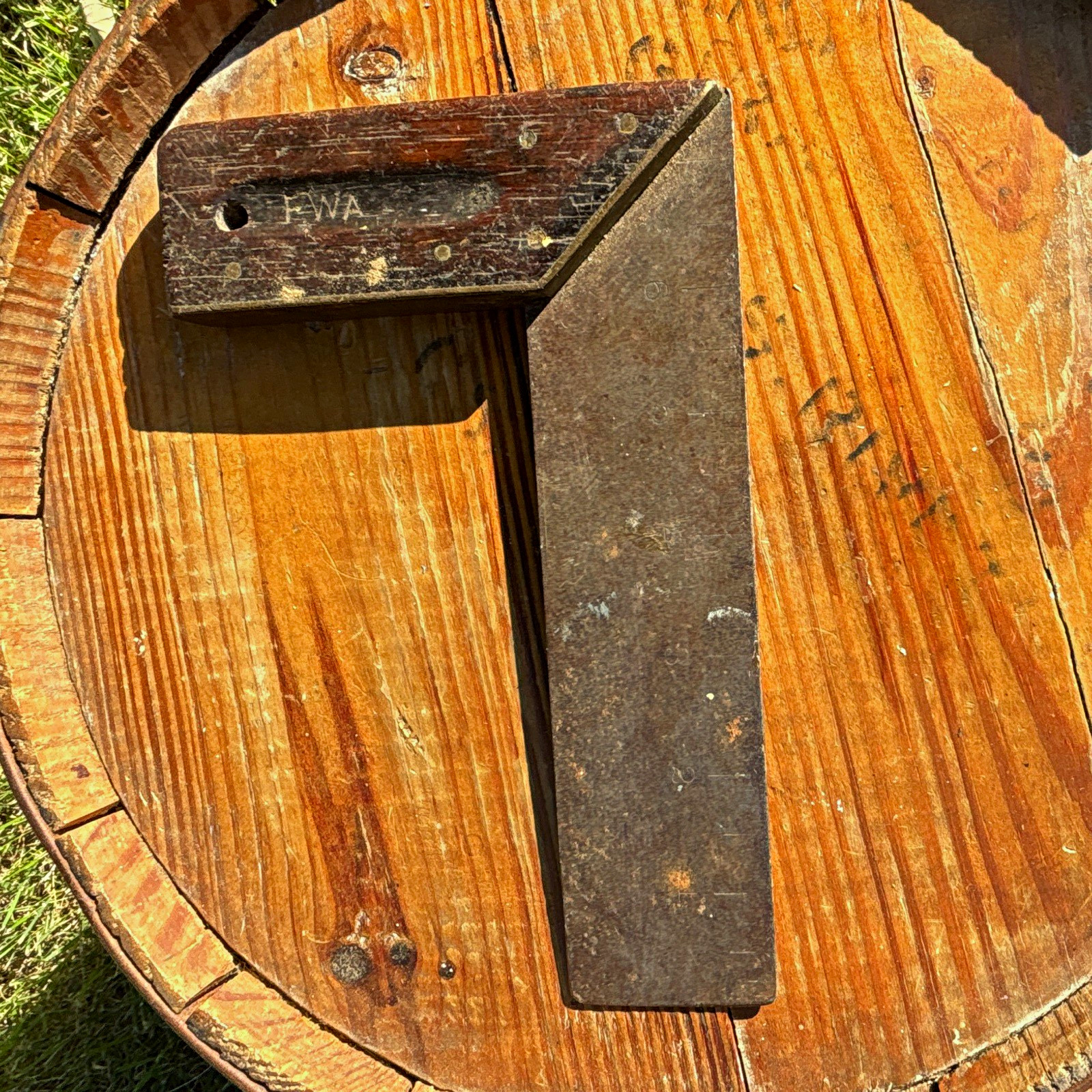 Vintage Original Woodworking Try Square, Wood Handle Steel & Brass Marked \